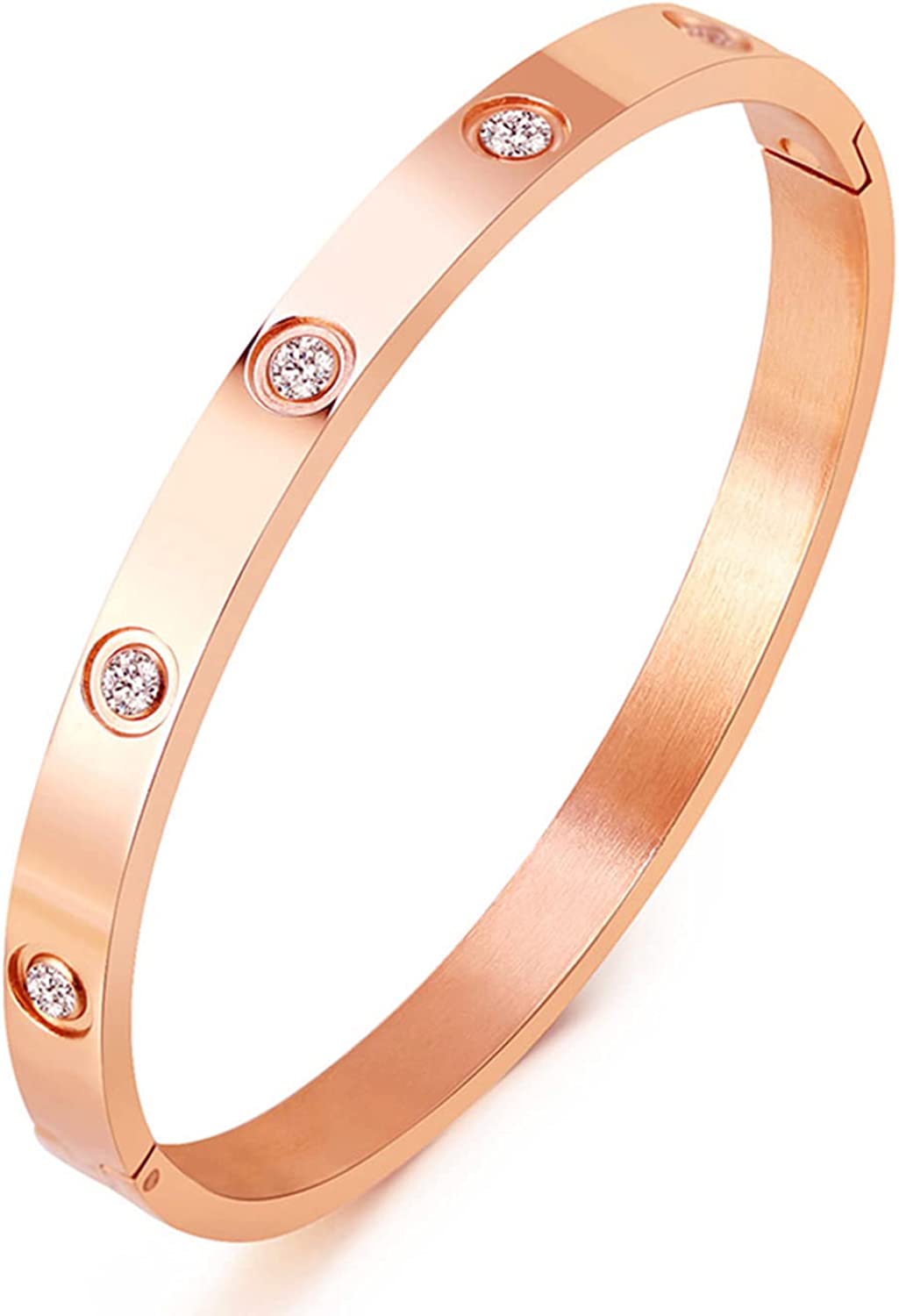 A D. ALLEN & DANMI. AD Jewelry 18 K Gold Plated Love Bangle Bracelet Stone Stainless Steel Bangle for Love … - Image 1